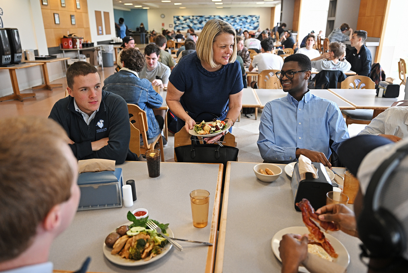 President-elect Chapdelaine greets students at lunch.