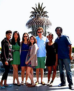 Marline Johnson '13 (far left) poses with classmates in Charleston, S.C.