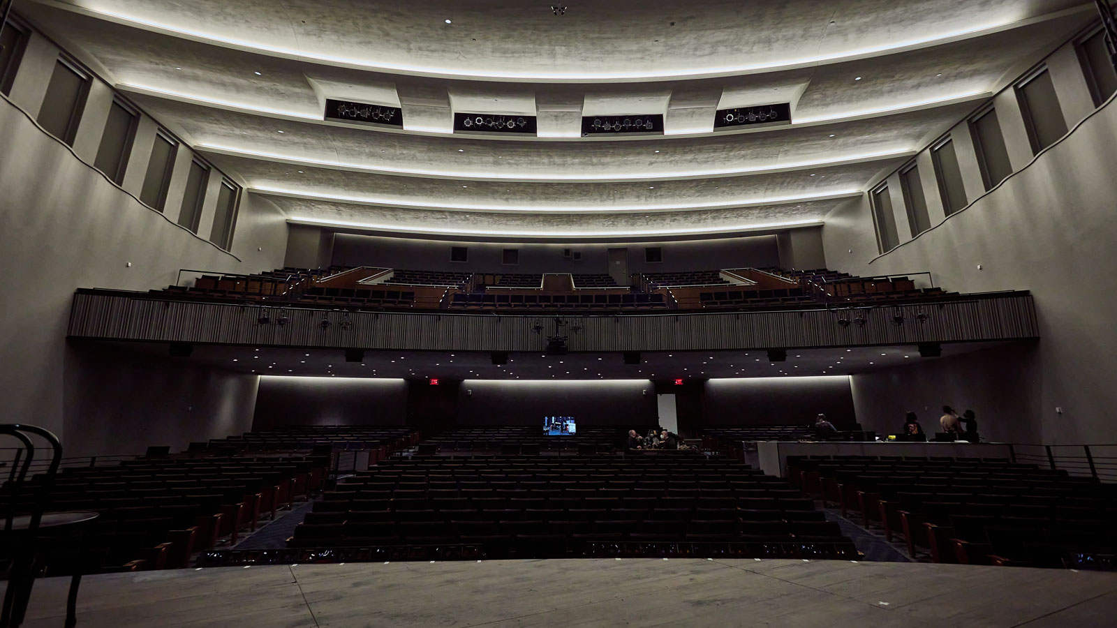 Looking out from the auditorium stage