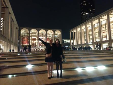 Ruby Johnson and friend pose for a photo outside of the Metropolitan Opera