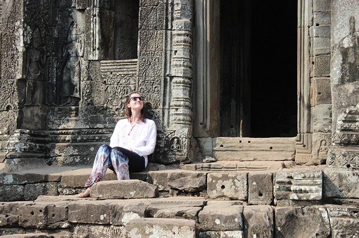 Wesley Conner ’17 takes in the grandeur of Bayon Temple at Angkor Thom in northern Cambodia.