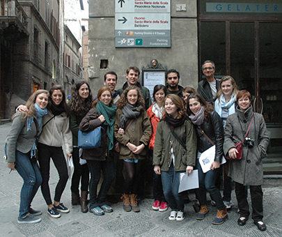 Art History students pose together during a trip to Italy.