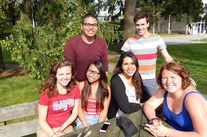 A group of sociology students on campus. 