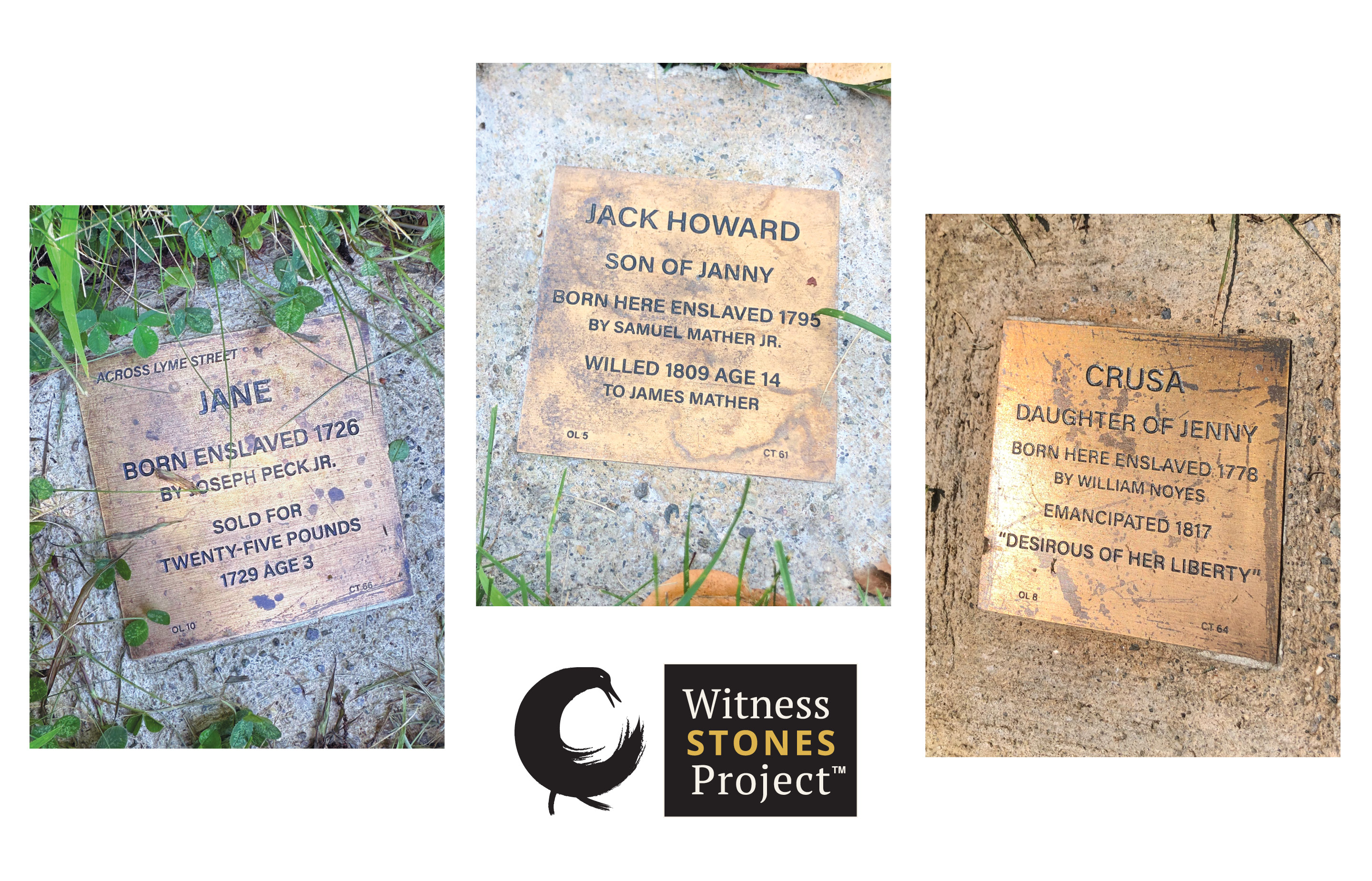 Witness stone markers in Old Lyme, CT.