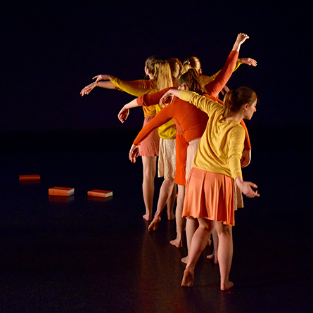 Dancers Kaya Blumenthal-Rothchild '20, Grace Bradley '18, Kelli Carlson '18, Emily Green '18 and Sophia McLaughlin '20 perform 