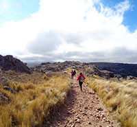 Students hiking through Quebrada del Condorito National Park, Argentina