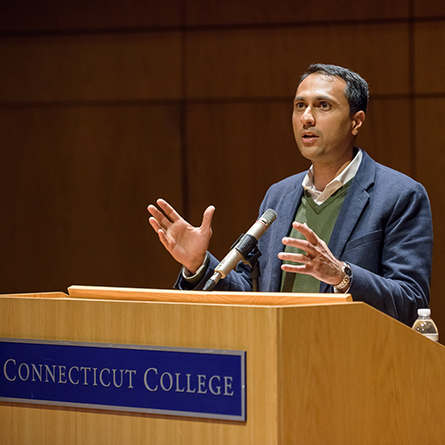 Internationally renowned author and speaker Eboo Patel speaks at Connecticut College April 25.