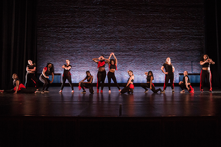 Students perform “Escape Of The Deltas,” a hip-hop, step and majorette-style dance by Shaniah Thomas ’21.