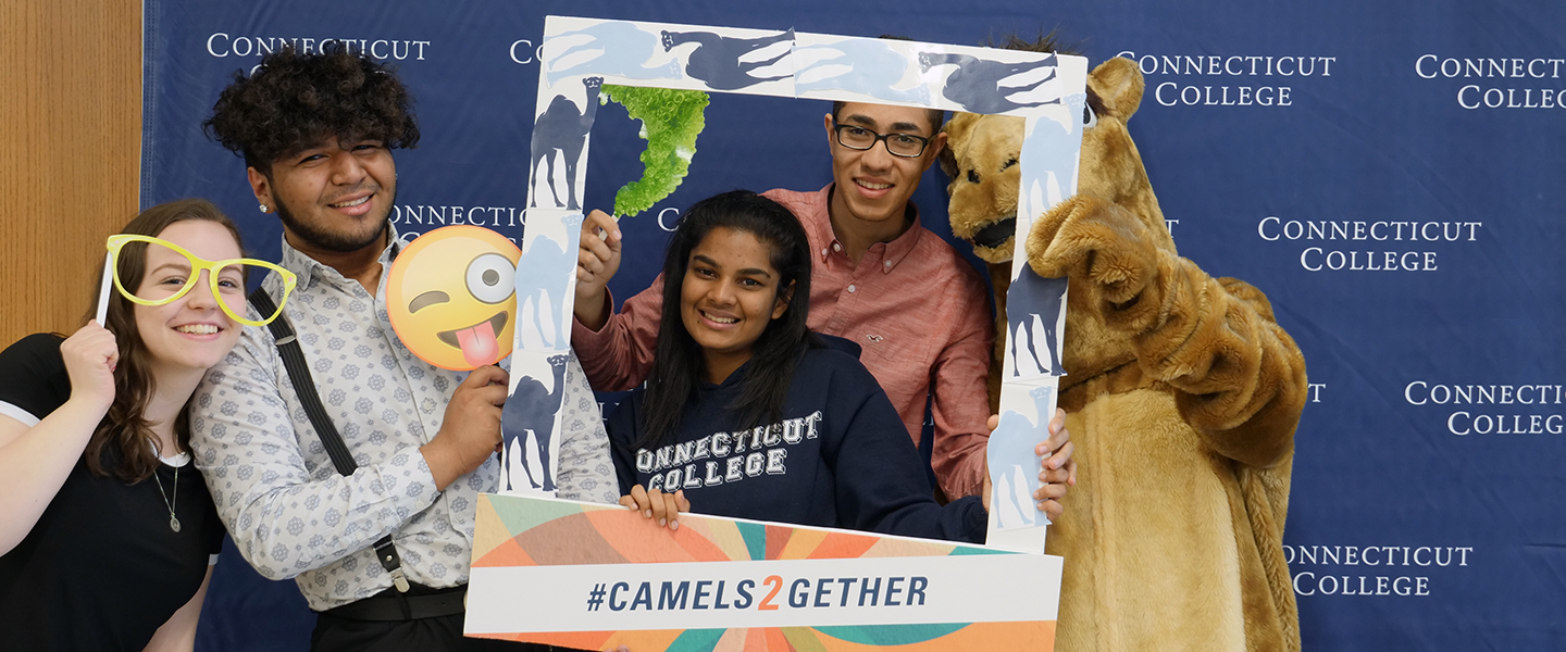 Students pose with the Camel mascot
