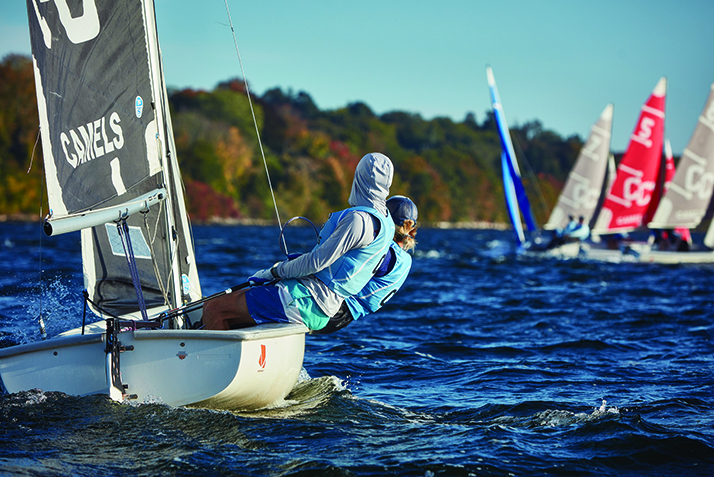 Two Conn students sail on the Thames River