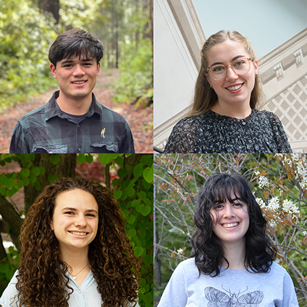 Young Botanist Award winners am Fuss ’23, Ellie Hollo ’23, Sam Pelletier ’23 and Matthew Yamamoto ’23.