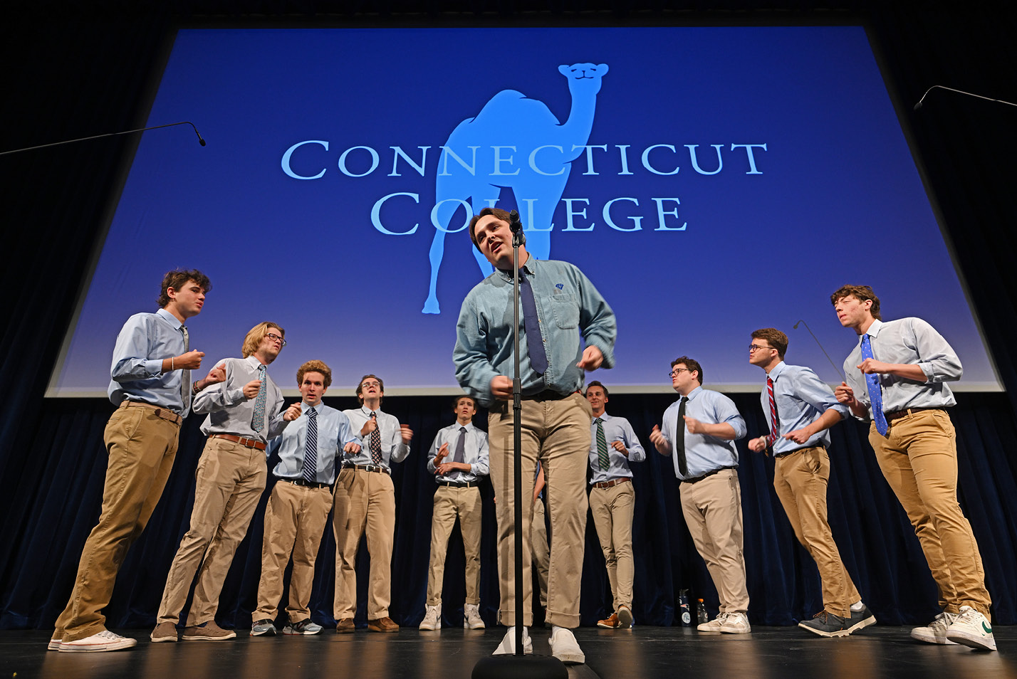 An a cappella group performs for prospective students at Camel Days.