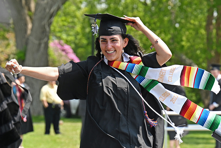 A graduate celebrates