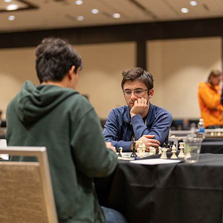 Miles Griffin ’23 competes in the Pan-American Intercollegiate Team Chess Championship in Seattle, Washington. Photos by Jason Yu.