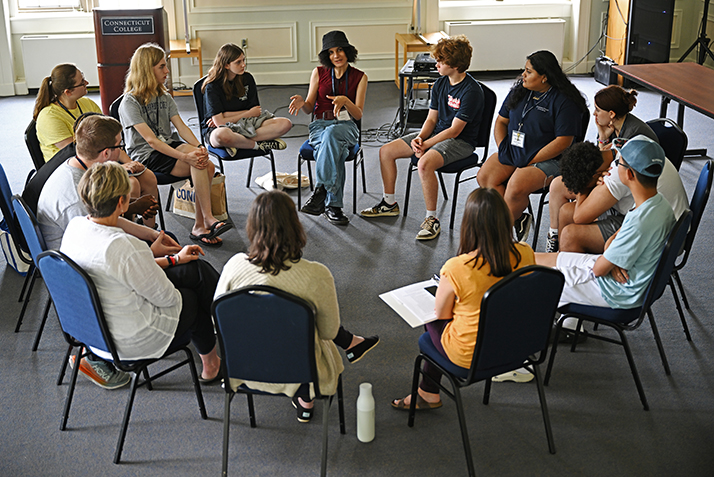 Staff of the Otto and Fran Walter Commons for Global Study and Engagement work with students in the Global Focus Summer@Conn pre-college program.