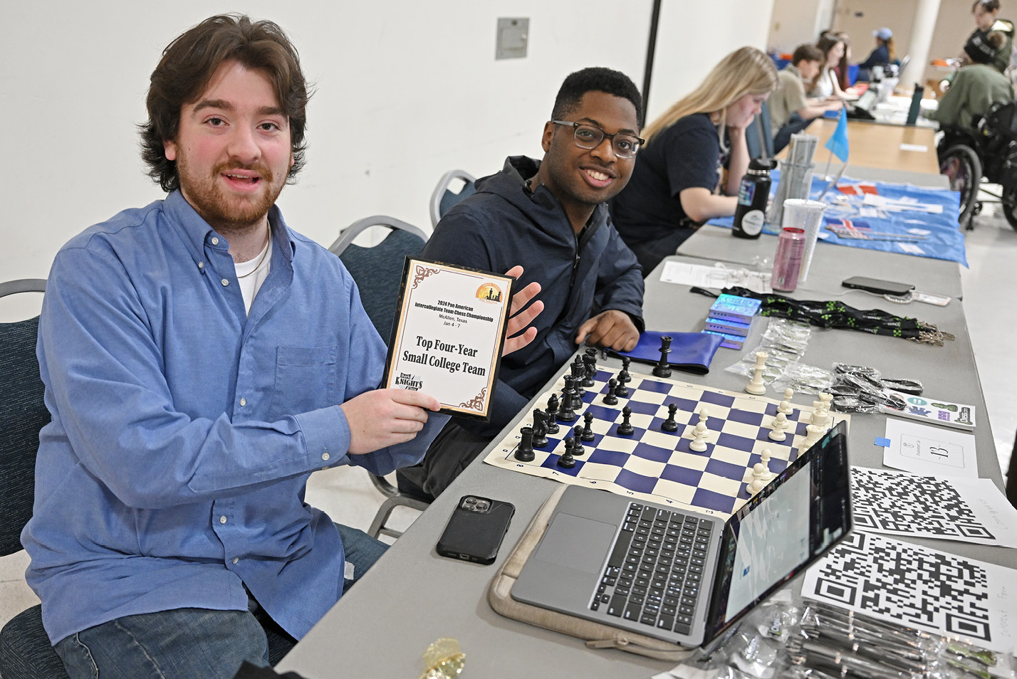 The chess team at the student activites fair.