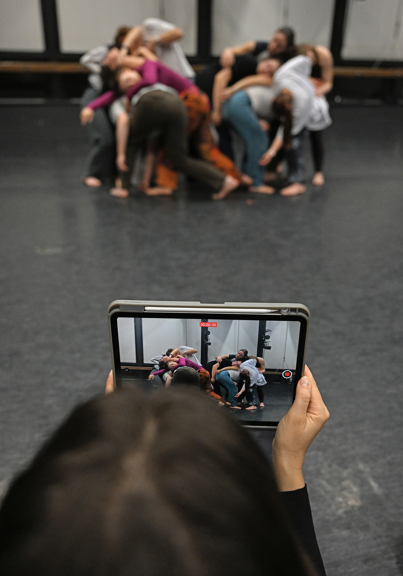 A camera captures dancers for a film commissioned by the Dance Department.