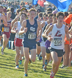 Mike LeDuc '14, center, finished 13th at the 2012 NCAA Division III Cross Country Championship.