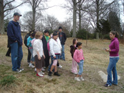 Connecticut College students lead local school children on Arboretum tours.